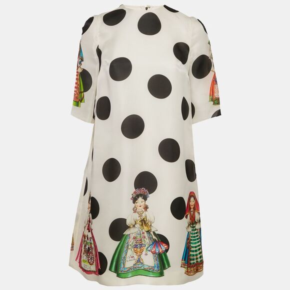 Dolce & Gabbana Dresses & Skirts - Dolce & Gabbana Napoli White Polka Dots Print Organza Shift Short Dress S